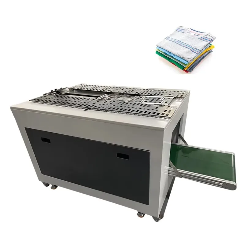 Garment Bagging T-shirt Sweatshirt Pants Hoodie Apparel Clothes Folding Stacking Folder Machine with Conveyor
