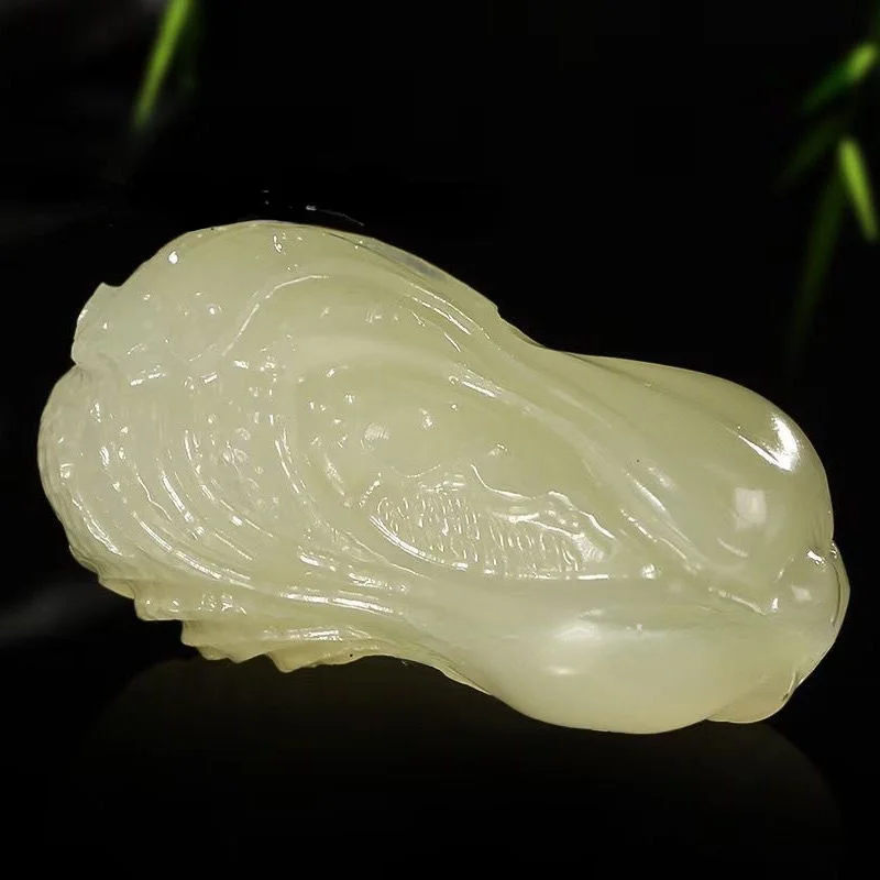 Natural Nephrite yellow White Jade Cabbage Pendant Charm Jewellery Women's Hand-Carved Pendant for Women Men Fashion Accessories