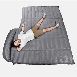 Camping or Home Sleeping Bag 2 Person White Goose Down Filled Thin Suitable for Warm Weather Size 220 X 130cm Large Space