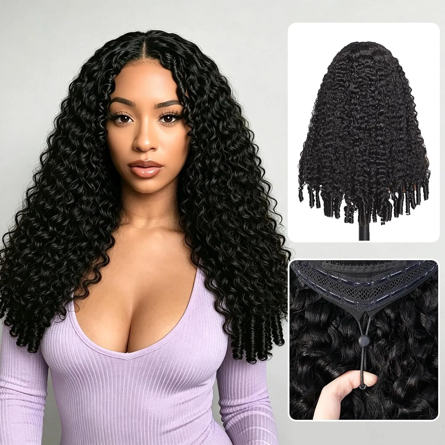 7x6 Closure Glueless Wear and Go Burmese Curly Wig Human Hair Wig Pre Cut Lace Pre Plucked Baby Hair 7x6 Burmese Curly Glueless Wigs 220 Density