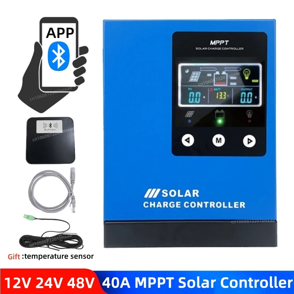 

Bluetooth 40A MPPT Solar Charge Controller 150V Solar System Regulator For 12V LiFePO4/12V Lithium/12V 24V 48V Lead-Acid Battery