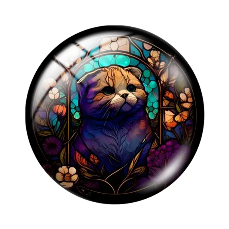 Love Cats Pet New Cat painting style 10pcs 12mm/18mm/20mm/25mm mixed Round photo glass cabochon demo flat back Making risultati