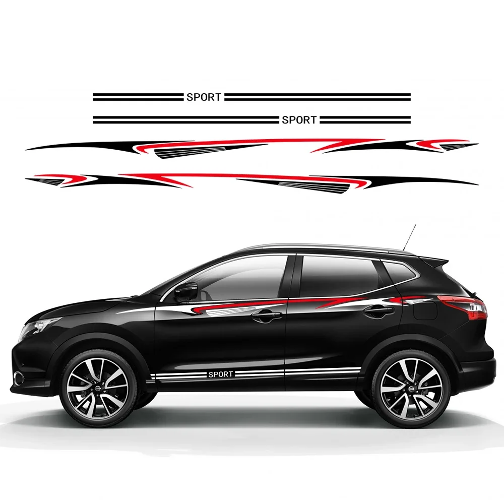 

Боковые наклейки на дверь автомобиля для Nissan Qashqai, виниловая декоративная наклейка, комплект авто, внешний Стайлинг, пленки, аксессуары для тюнинга автомобиля из ПВХ