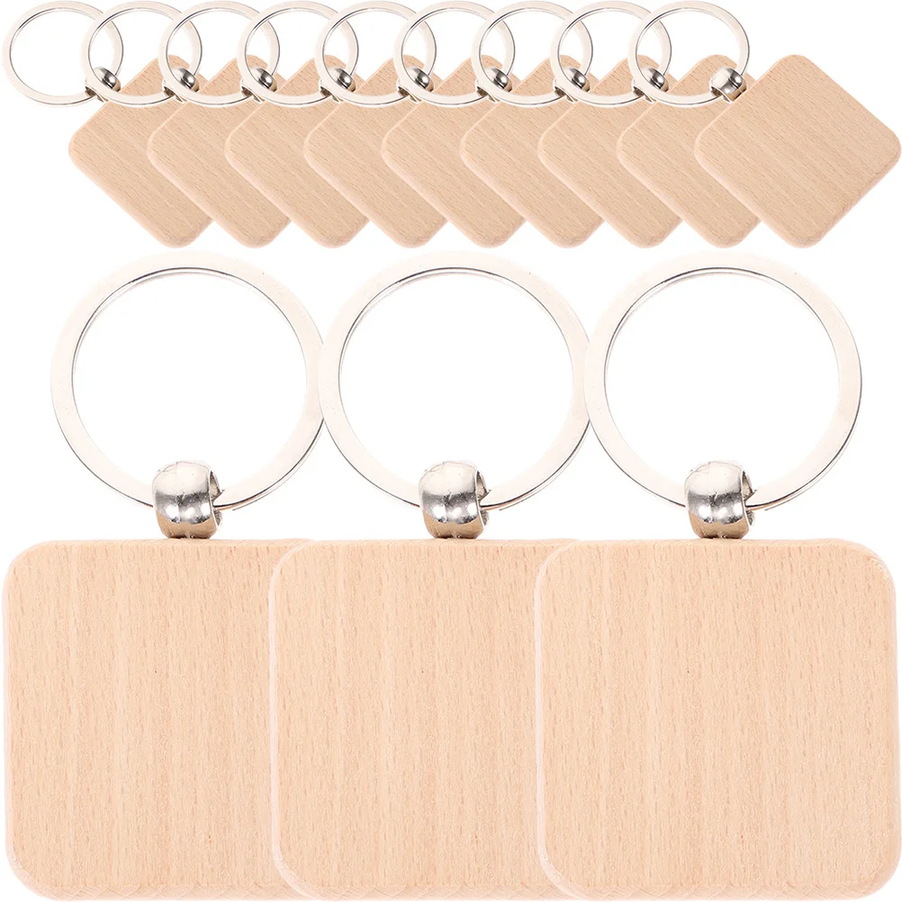 

12pcs Wooden Keychain Blanks Natural Wood Rings For Crafts Diy Engraving Tags Bulk Keychains Wood Craft Supplies Handicraft