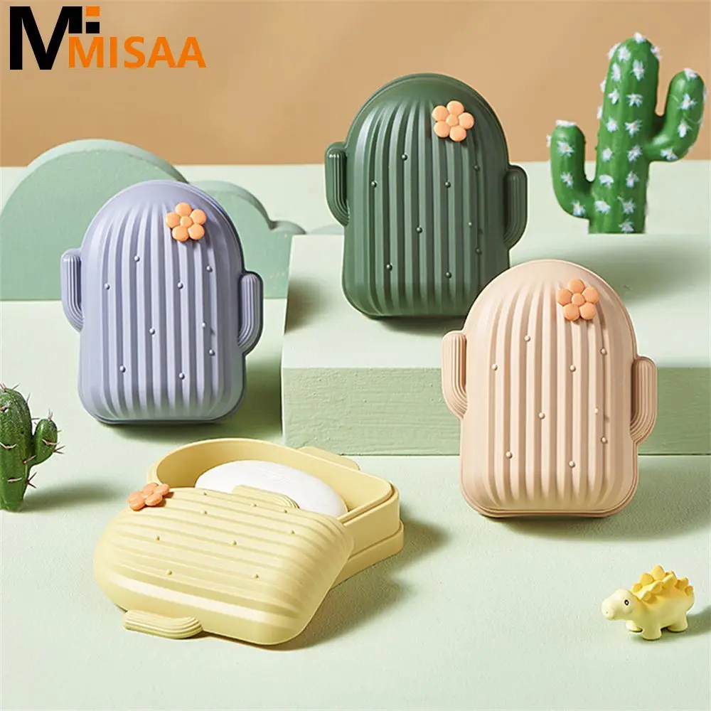 With Cover Drainage Convenient Cartoonish Lovely Soap Box Common For Travel Dormitories Shower Room Cactus Soap Box