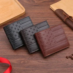 Cartera corta con varias tarjetas para hombre, bolso con clip de dinero informal, creativo, a la moda, con relieve Horizontal, para negocios, novedad