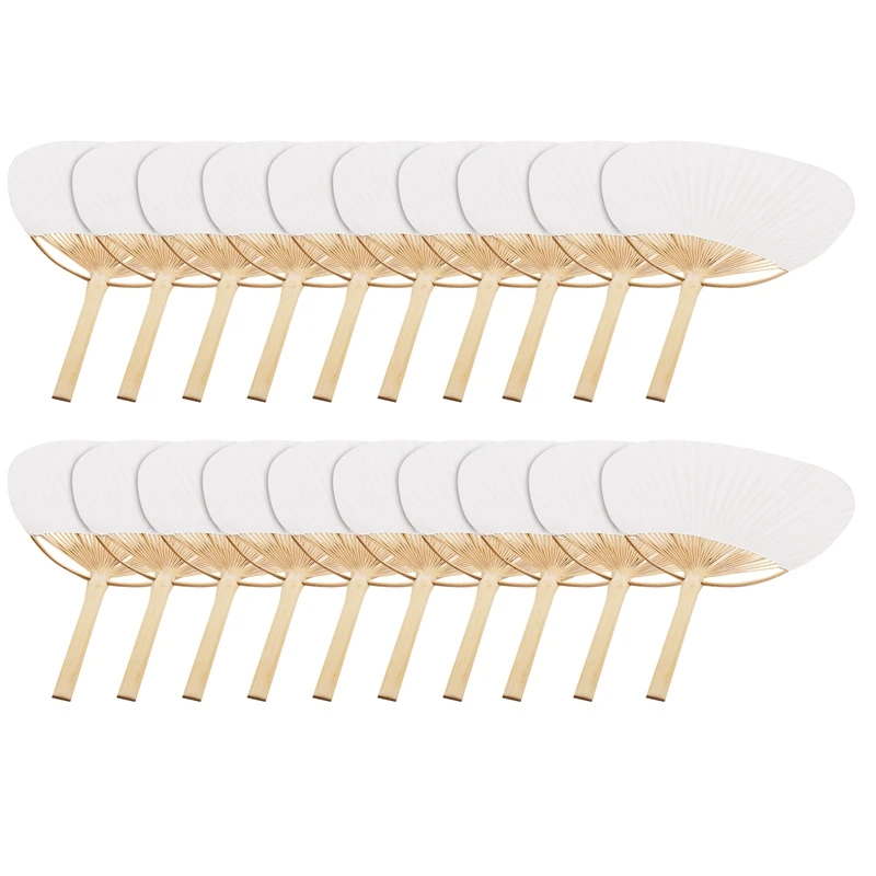 Wholesale Pai Pai Bambu 20pcs Pure White Bamboo Handle Blank Calligraphy Painting Blank Group Fan White Fans Summer Fans Wedding