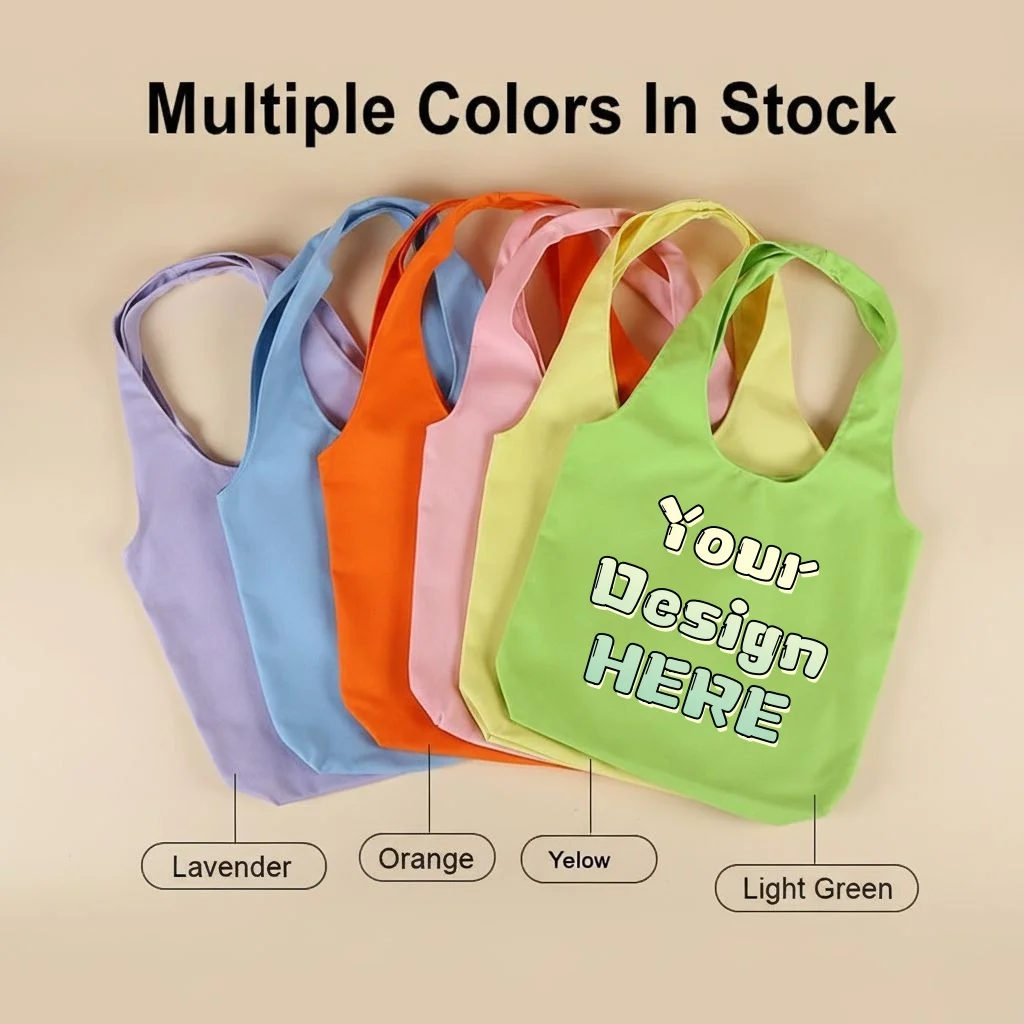 Customizable Canvas Tote Bag, Multi-color in Stock, Personalized Logo/Design Print Tote, Large Capacity Casual Shoulder Bag
