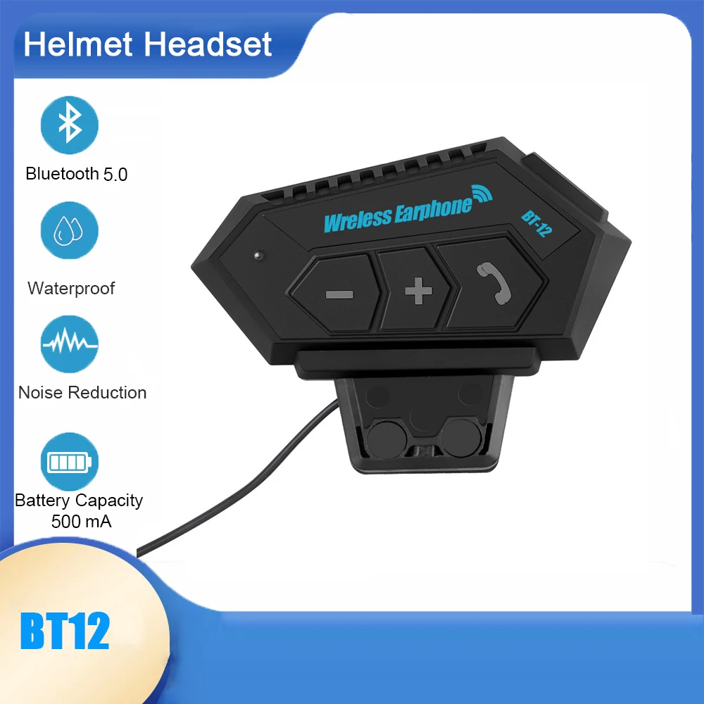 

BT12 Motorcycle Helmet Headset Wireless Handsfree Call Bluetooth 5.0 Music Player Motorbike Headphone Waterproof Earphone