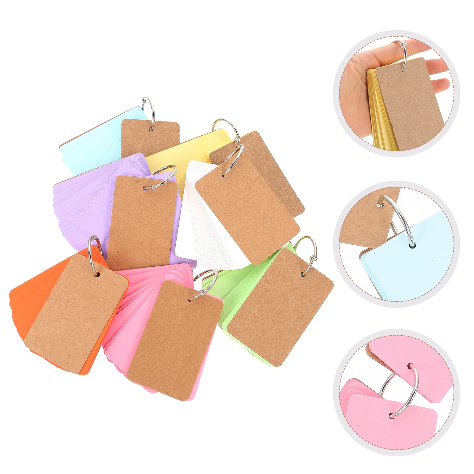 7 Sets Note Card Pad with Binder Rings Memo Notebooks English Words Cards Blank Mini Clips Flash Flashcards Binders DIY