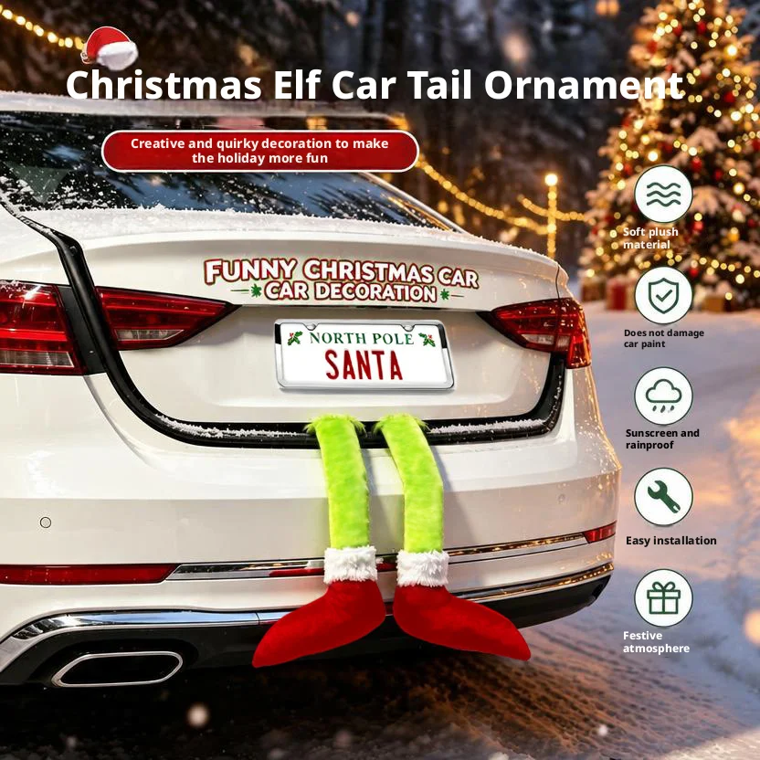 Christmas Elf Santa Legs Car Pendant Decoration, Christmas Decor For Indoor, Xmas Tree Pendants Ornaments Gifts