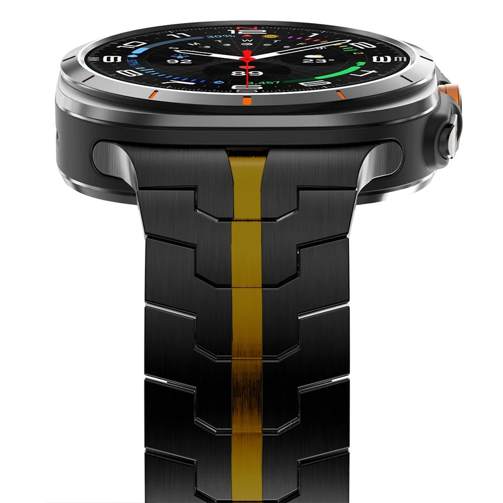 ゴールドブラックステンレススチールリストバンド Samsung Galaxy Ultra Watch 47mm 高級メタルブレスレット Samsung Galaxy Watch Ultra 用