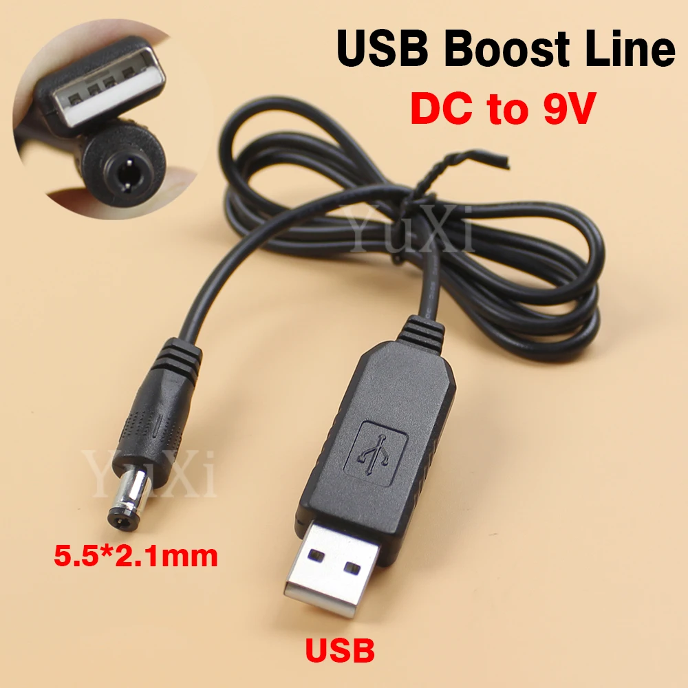 1Pc USB Power Boost Line DC 5V 9V 12V Step UP USB Converter Adapter Cable DC 5.5*2.1mm Round Hole Plug Charging Booster Cable