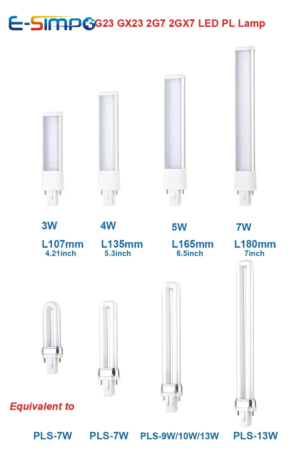 1 قطعة G23 LED 3 واط 4 واط 5 واط CFL PL-S 7 واط-13 واط استبدال 110 فولت/220 فولت 2Pin 4000 كيلو 3000 كيلو/4000 كيلو/6000 كيلو الأبيض G23 التوصيل توفير ضوء مصباح