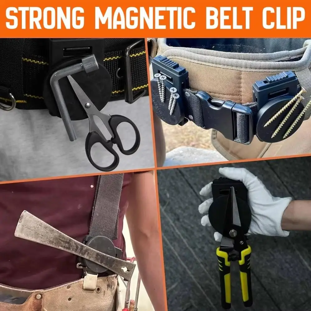 Non-Slip Tool Holster Belt Clip Quick Access Metal Magnetic Tool Holder Push Button Lock Anti-slip Belt Clip Base