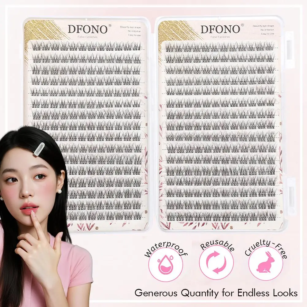 Libro di ciglia finte a tre file a coda di pesce da 32 file, capacità singola da 10-12 mm, naturale, croce grande, soffice stile riccio e ciglia Clus H3G0