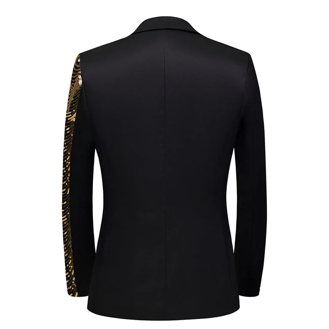 Mens Luxury Wave Striped Gold Sequin Blazer Jacket Shawl Lapel One Button Shiny Wedding Party Suit Jackets Black Tuxedo Blazer