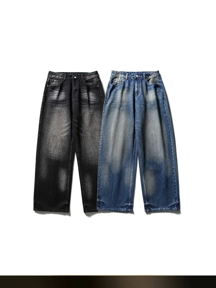 

Ретро-джинсы в американском стиле, повседневные свободные прямые брюки, мужские, осенние, новые, универсальные, удобные, из смесового хлопка