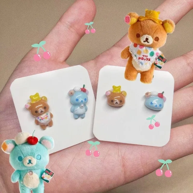 Kawaii Rilakkuma فتاة الكرتون لطيف الأذن مربط المرأة أنيمي الإبداعية القرط مجوهرات الأزياء اكسسوارات أقراط هدية الكريسماس 2026