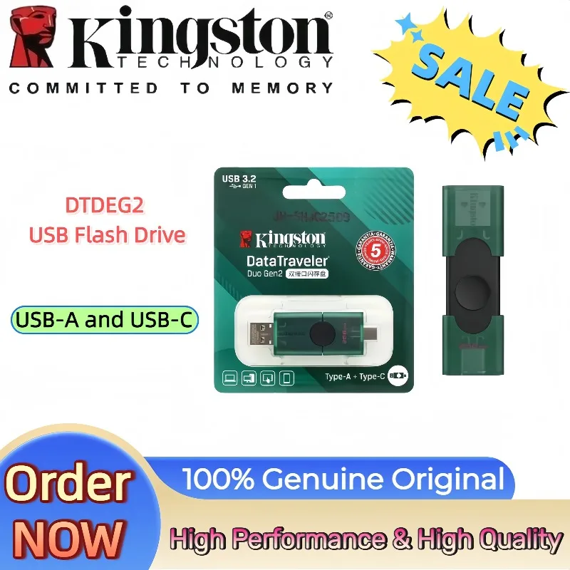 100% Genuine Kingston DTDEG2 High Speed USB3.2 Memory Stick Dual Type-C USB-A OTG Pendrive 128GB 256GB Flash Drive For iPhone