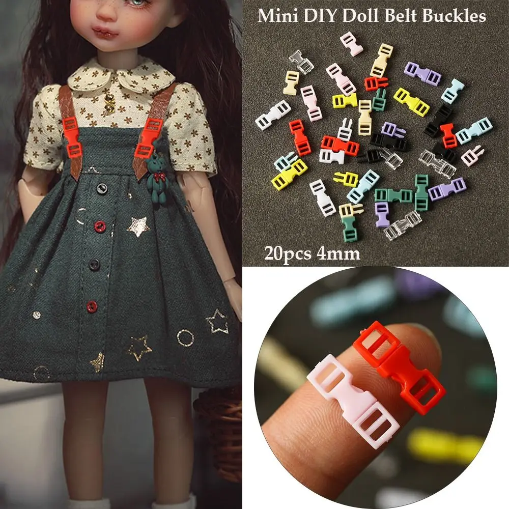 20pcs 4mm Plastic Mini Buckle DIY Doll Bags Buckle Handmade Backpack Button Bracelet Dog Collar Strap Buckle Webbing