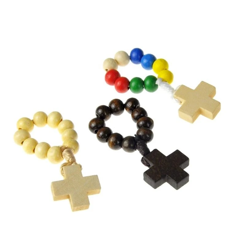 

R1WA Elegant Grains Finger Rosary Beads 8mm for Spiritual Comfort Religious Gift