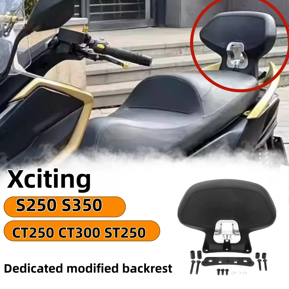 Backrest modification for Kymco Xciting S250 and S350, Xciting ST250, CT250 and CT300 backrest accessories and cushions.