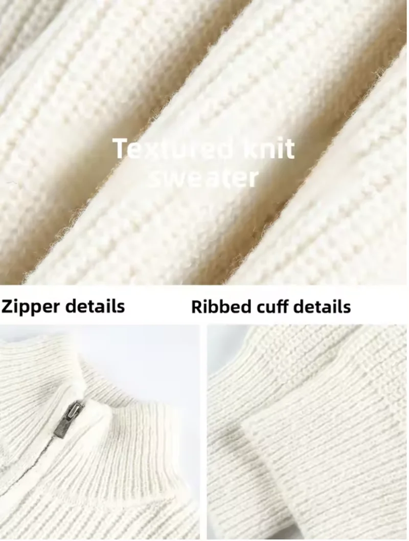 Maglione invernale da uomo vintage con zip a un quarto in pile di peluche finto Sherpa oversize comfort retrò stile americano coppia pullover unisex