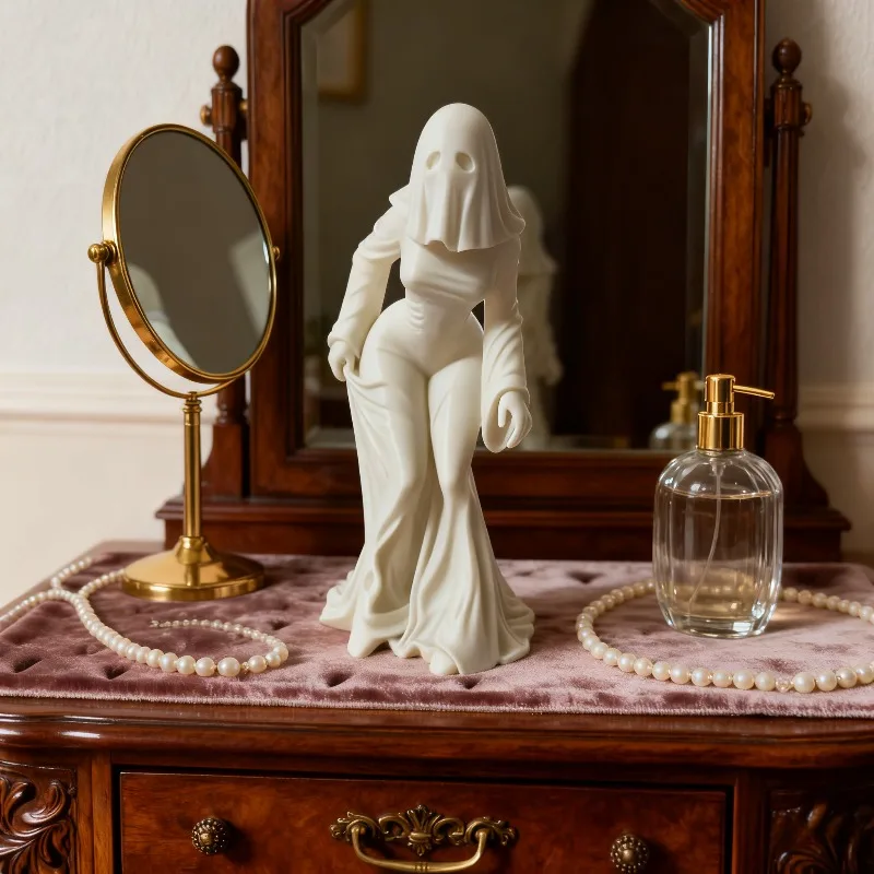 A Ghost Figurine, with Ill-Fitting Clothes, Is Perfect for Placing on a Desk or Near the Entrance. It Suits Various Settings and