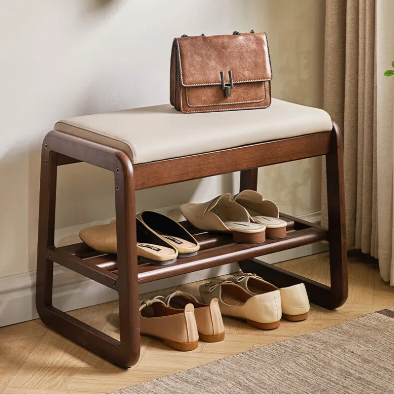 

Solid wood, shoe changing stool, sitting, household, entrance corridor, low stool, soft bag stool, shoe cabinet, shoe rack