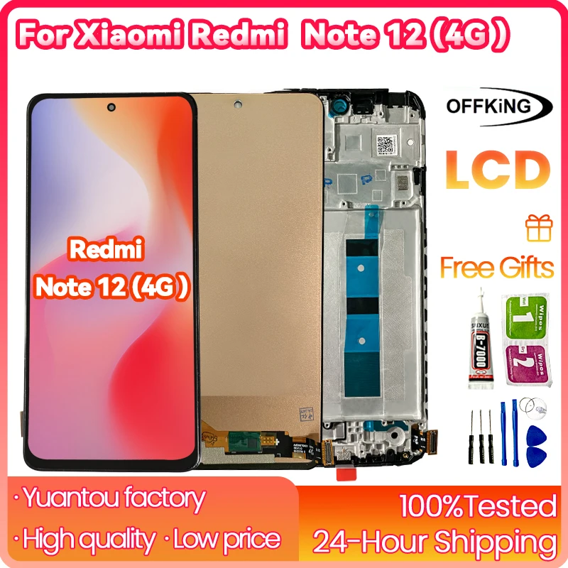 6.67inch for LCD Xiaomi Redmi Note 12 (4G) For Touch ScreenDigitizer Xiaomi Redmi Note 12 (4G) 23021RAAEG LCD with frame