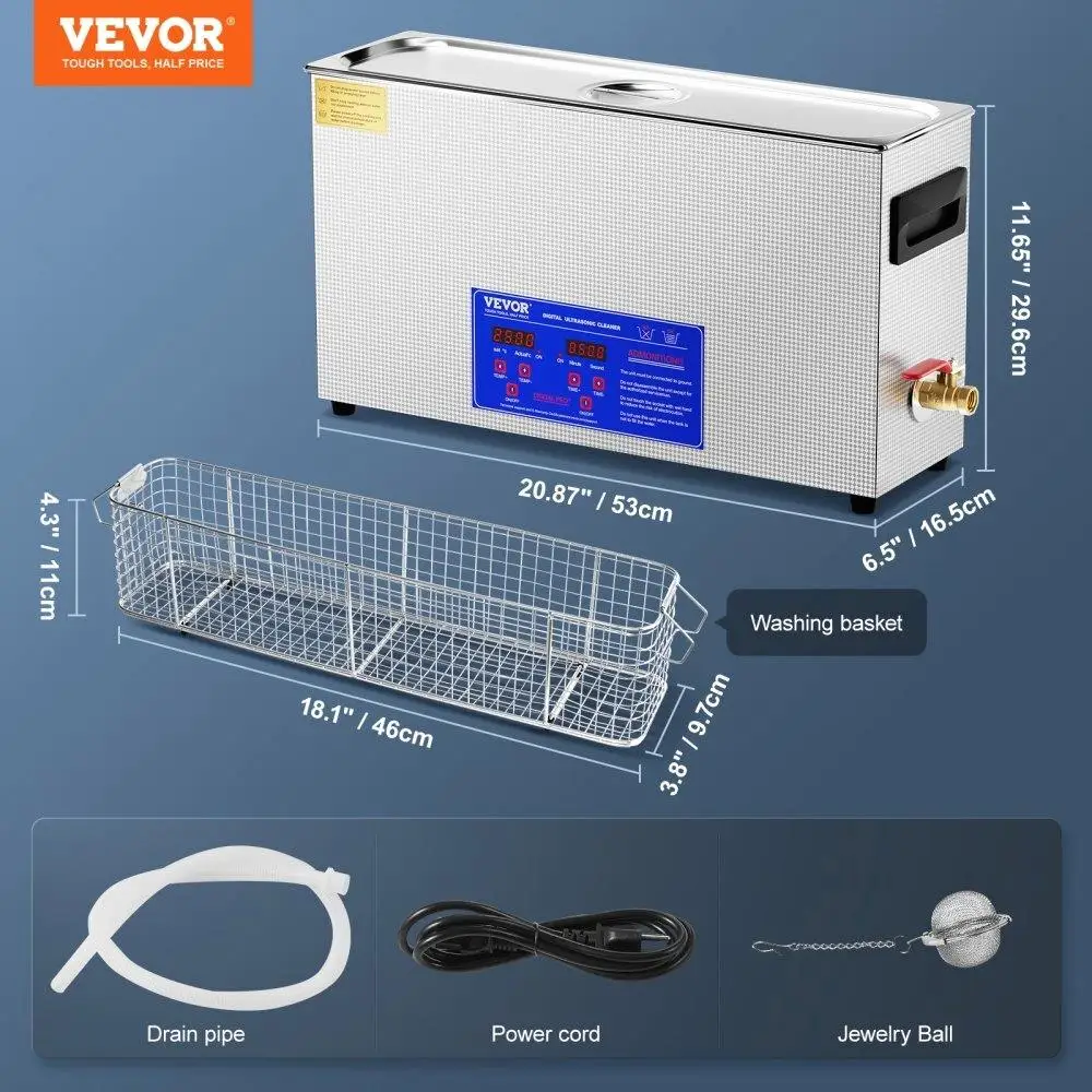 10L Ultrasonic for  Cleaner 300W Professional Ultrasonic Cleaning Machine with Timer Heater 40kHz Digital Ultrasonic Cleaner