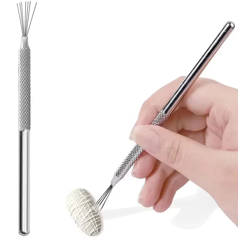 1PC Professional 7-Needle Striped Nail Art Brush 3D Tip Ultra-Thin Line Drawing Pen Bendable Pins Uv Glue Brush Nail Art Tool