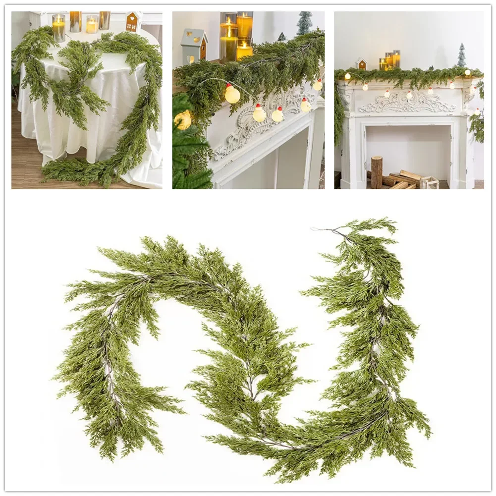 180cm Christmas Garlands Artificial Pine Greenery Garland Waterproof Xmas Decorations For Indoor Wedding Party Supplies