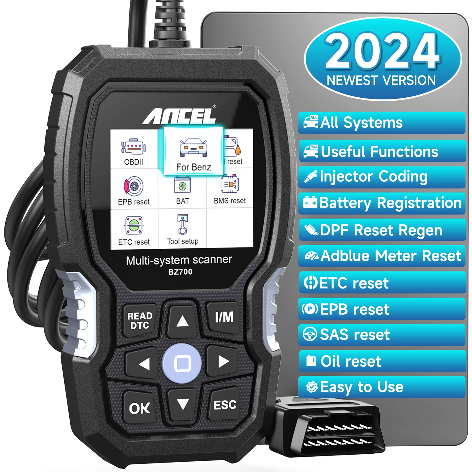 ANCEL BZ700 OBD2 Automotive Scanner voor Mercedes Benz Sprinter Smart All System ABS SRS SAS Oliereiniging Diesel Auto Diagnose Tool - afbeelding 2