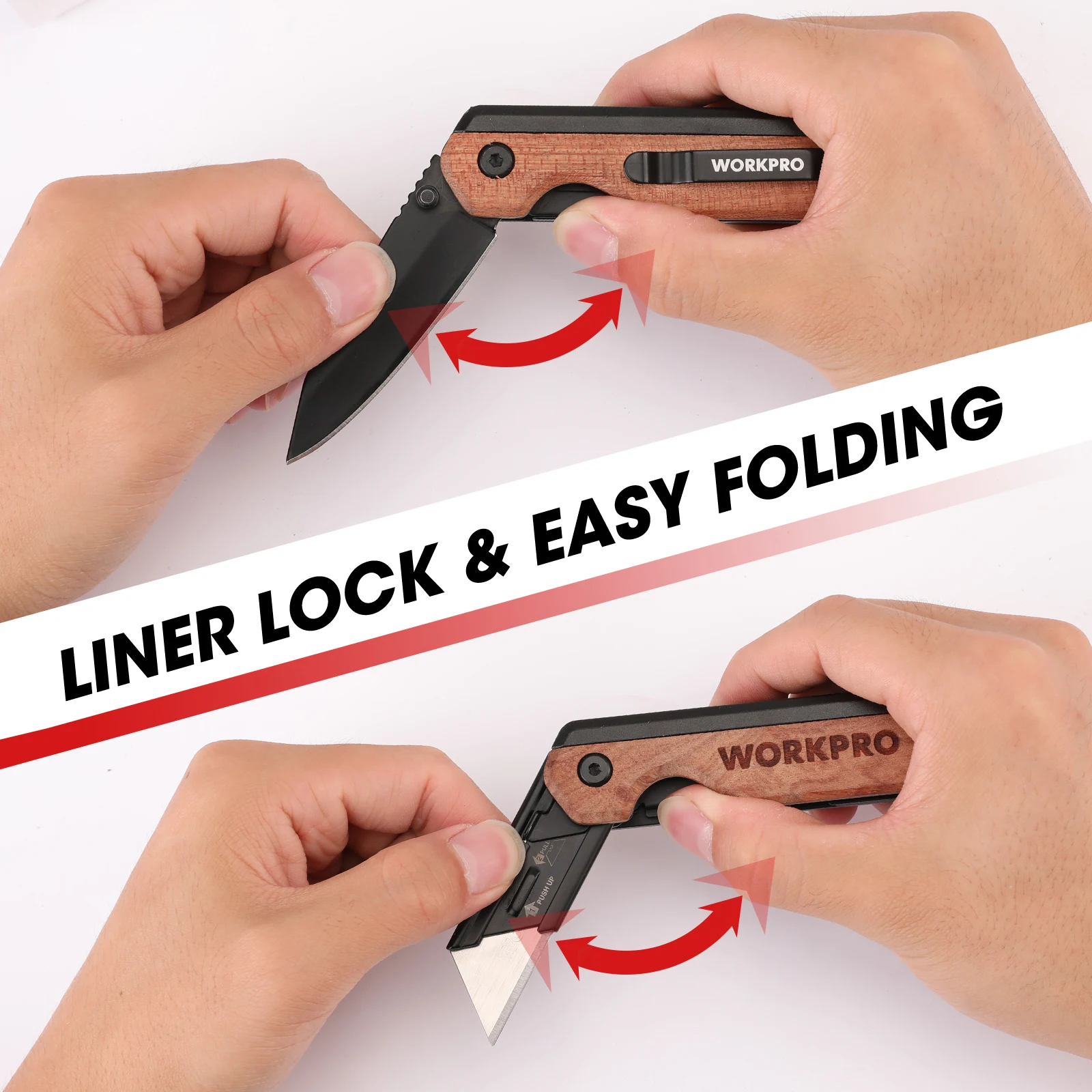 WORKPRO-cuchillo plegable multifunción, portátil, de bolsillo, utilitario de electricista, con 10 cuchillas, cortador de papel, herramientas manuales DIY