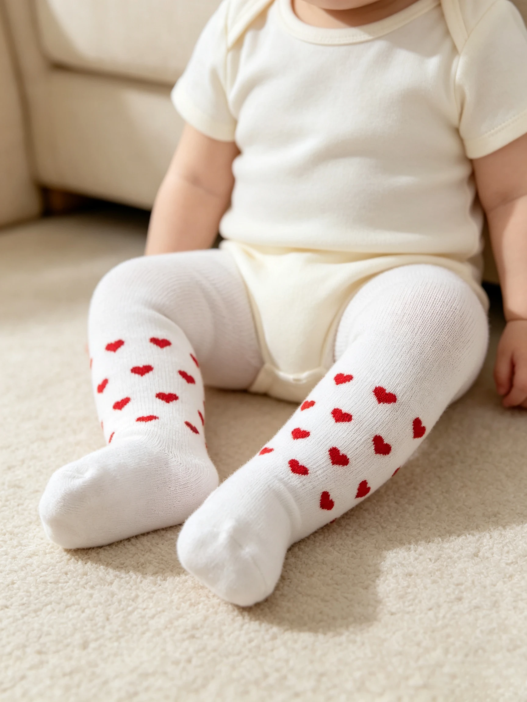 1Pc Newborn Baby Girl Cotton Tights Heart Print Elastic Pantyhose Soft Toddler Infant Girls Cute All Seasons Daily Casual Outfit