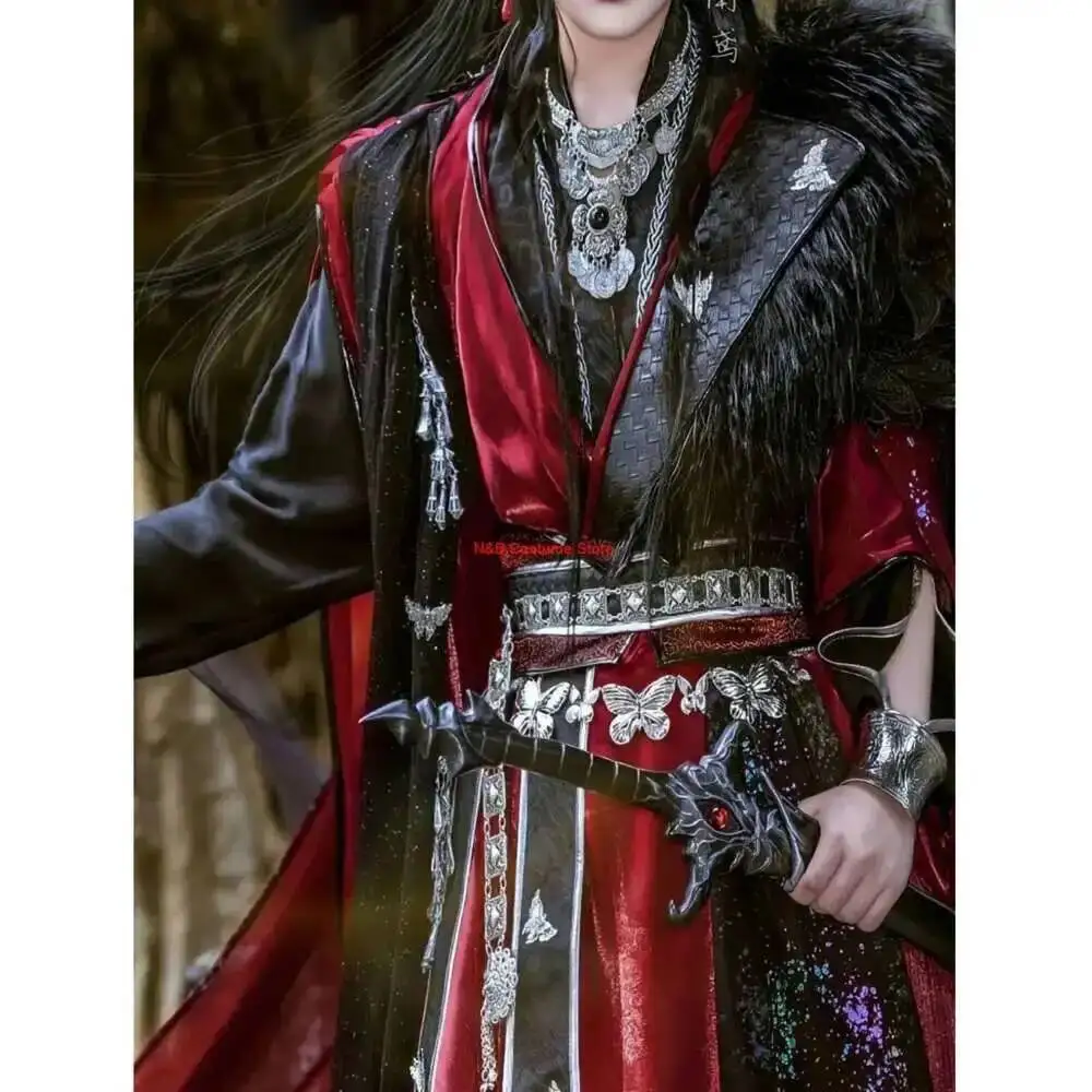 

Hua Cheng Косплей Костюм TGCF Ghost King Одежда Небесные чиновники Благословение наряды на Хэллоуин Аниме Tian Guan Ci Fu