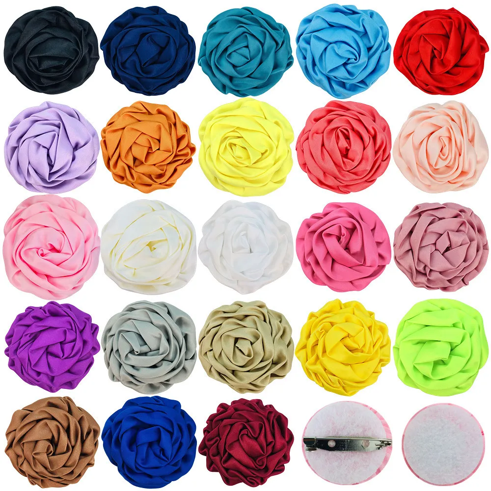 

300 Pcs Wholesale 7.5cm Thong Satin Rosebud Children's Hair Accessories Hair Flower Hair Ribbon 23 colors available