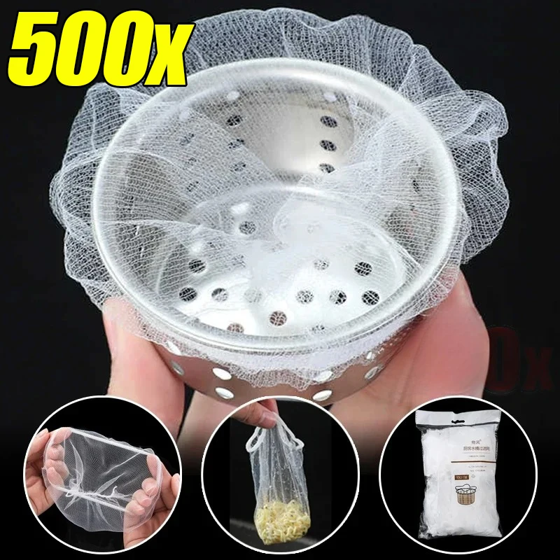 500/30Pcs Disposable Sink Filter Mesh Bags Kitchen Sink Strainer Drain Hole Anti-blocking Garbage Bag Cleaning Strainers Net