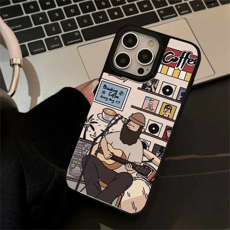 憂鬱な音楽おじさん電話ケース iphone 16 15 14 13 12 11 Pro X XR XS 最大 7 8 プラス 12 13 ミニガール Y2K 電話ケース