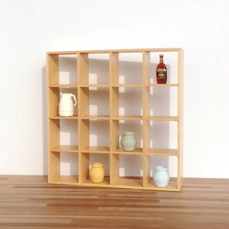 Puppenhaus Mini Holz-Aufbewahrungsregal Organizer Ausstellungsregal Ständer 1:12 Maßstab Möbel-Ornament