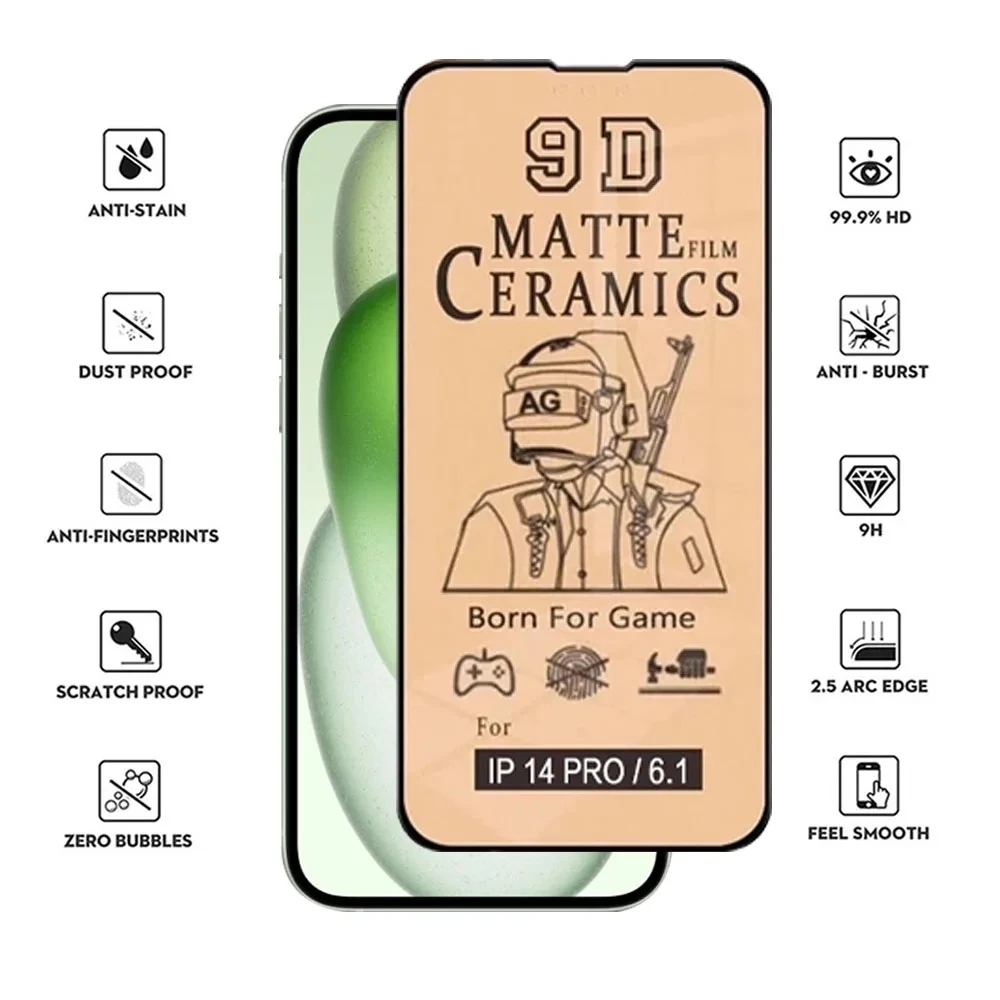 Matte Ceramic Screen Protector para iPhone, Sem Vidro, 15, 14, 13, 12, 11 Pro Max, 15, 14, 8, 7, 12, XR, X, XS Max, 5 PCes