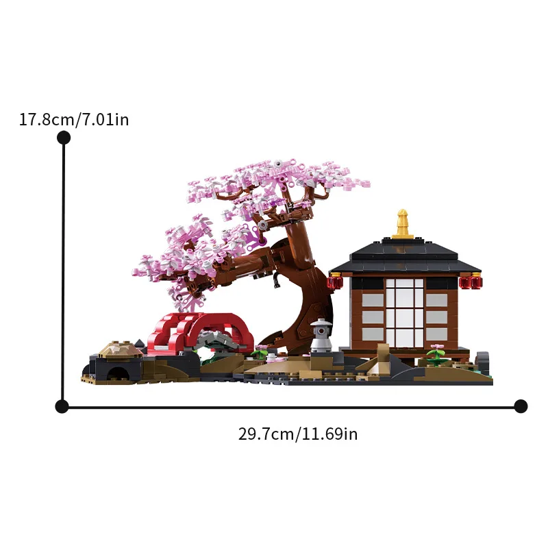 Bloques de construcción de bonsái de flor de cerezo japonés, juguete educativo para niños, modelo de casa de árbol, juego creativo DIY