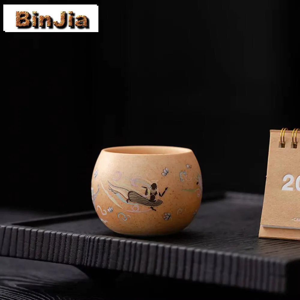 

120 мл Ретро грубая керамическая чайная чашка Dunhuang Apsaras Master Cup Бытовая личная чайная чаша Кувшин для воды Кофейная кружка Чайный набор кунг-фу