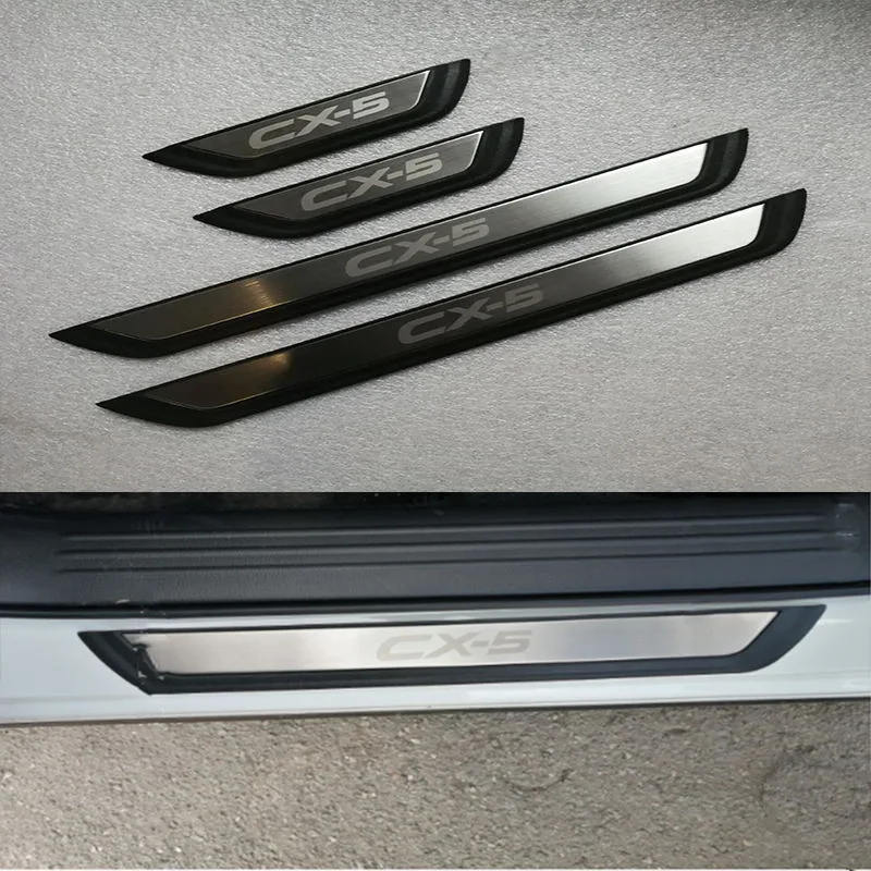 For Mazda CX-5 CX 5 2017 2018 2019-2022 2023 2024 Door Sill Plate Strips Stainless Steel Plastic Stickers Styling Car Auto Parts