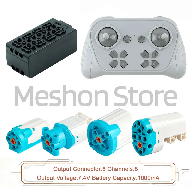 Blue Upgraded Motor M/L/XL Power Functions Building Blocks Programmable 8 Way APP Remote Control For Mechanical Car Modify Gift