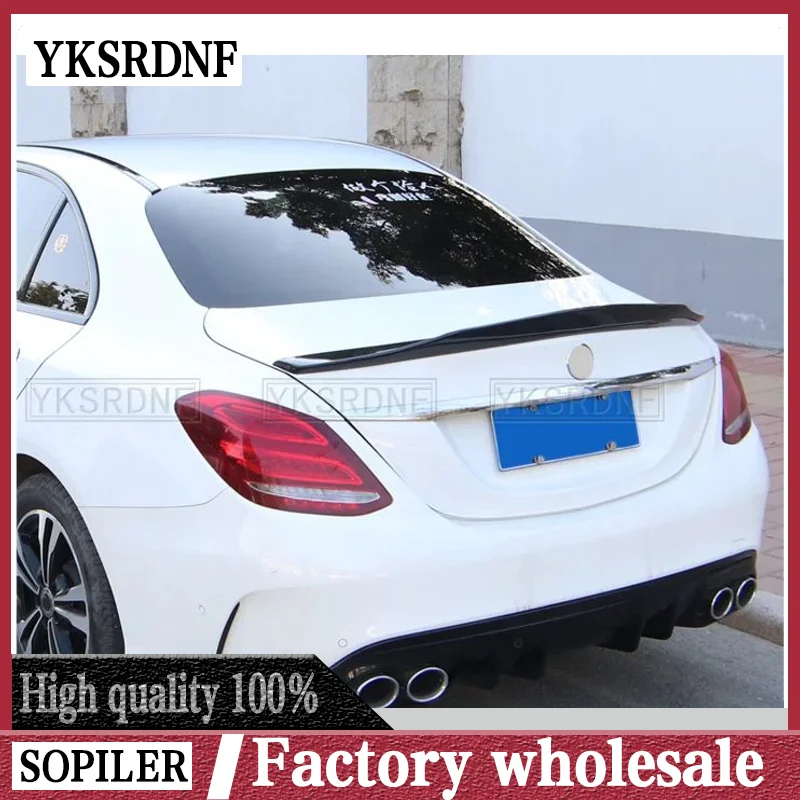 4-Doors Sedan Rear Trunk Spoiler Tail Wing Lip For Mercedes Benz W205 AMG Line 2015-2019 Glossy Black Car Wing Spoiler