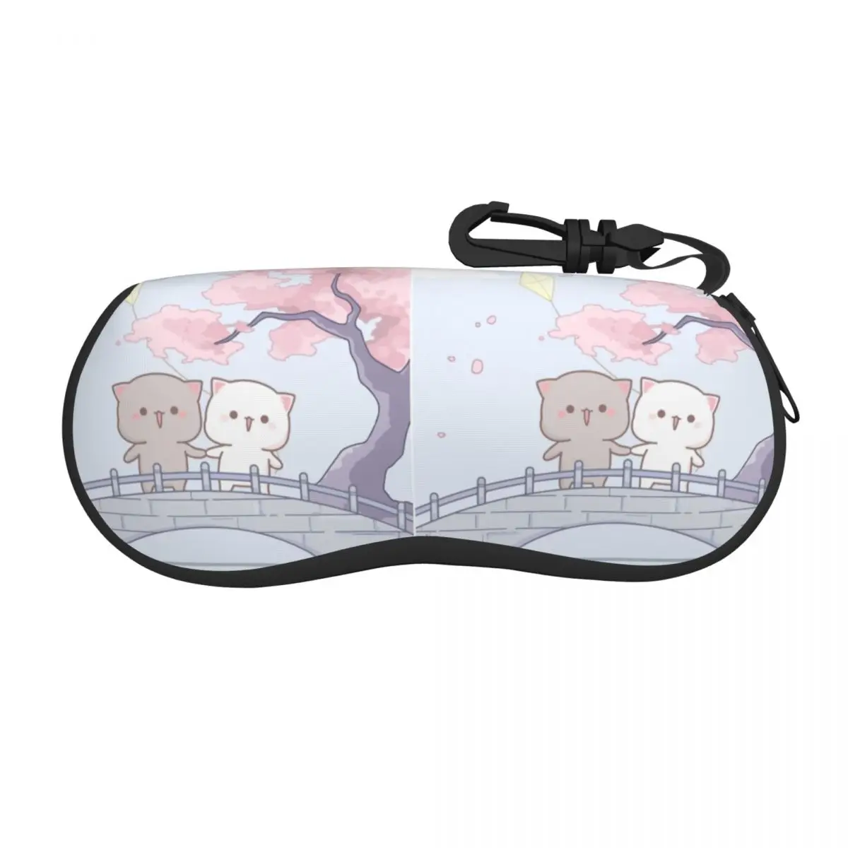 Romantic Peach And Goma Mochi Cat Sunglasses Soft Case Neoprene Zipper Shell Eyeglass Case Custom Protective Box For Glasses