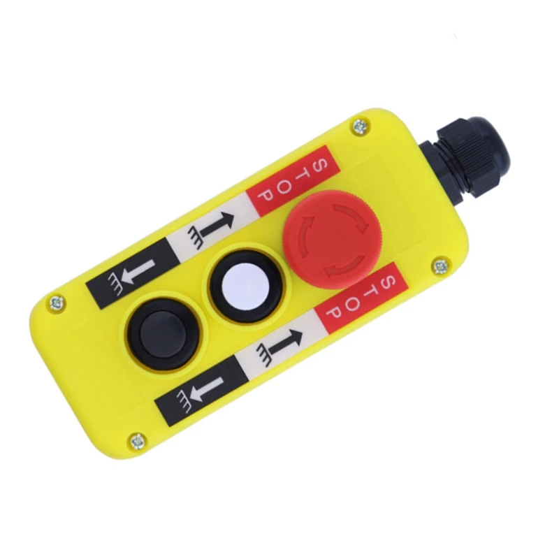 Electric Crane Remote Control Push Button Emergency Stop Switch Rainproof UP Down Hoist Switch Wear-Resistant